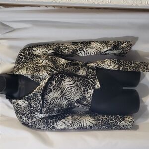 Grey Animal Print Biker Jacket